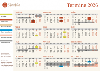 Hotel Flurschütz Jahreskalender 2025